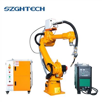 Robot arm can support 4 axis to 11 axis ,750mm-3100mm reaching , widely use to welding,painting, handling, loading and unloading, and plasma cutting, and grinding application. it can save your cost from manpower,also more effeiction and safe operation , higher precision, it can work 24 hours for you!! 

SZGH-H2100-B-7 robot is dedicated to welding, this product has a higher floor space and stabler construction; moreover, there is a fully enclosed axis to effectively prevent welding spatters from damaging cables of the robot.